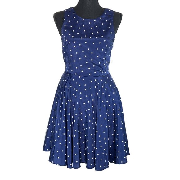 Dee Elle Dresses & Skirts - Dee Elle - Navy Blue Polka Dot Dress - Medium